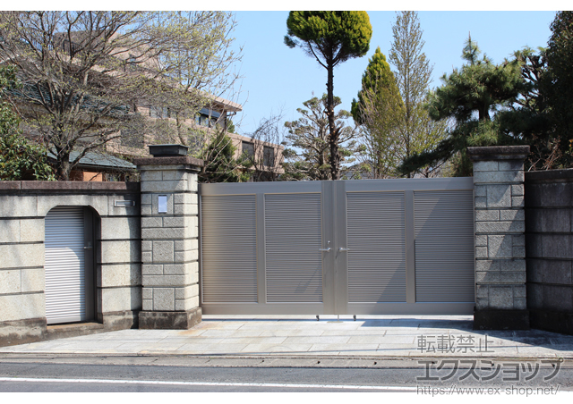 茨城県古河市のの門扉 グランメジャー3型 両開き 手動式 施工例