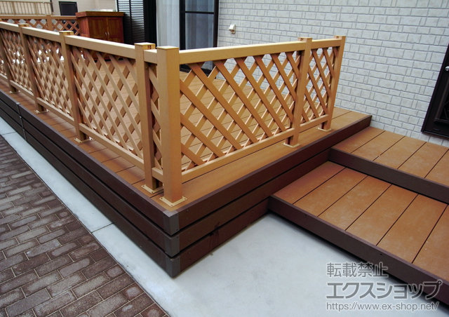 福岡県北九州市ののウッドデッキ リウッドデッキ 200＋リウッドデッキフェンス2型＜ラチス格子＞＋：床下囲い 施工例