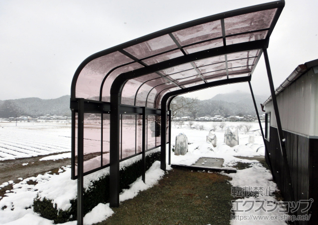 兵庫県丹波市のLIXIL リクシル（トステム）のカーポート テールポートシグマIII 積雪〜20cm対応＋サイドパネル＋着脱式サポート(補助柱)(1本入り) 施工例