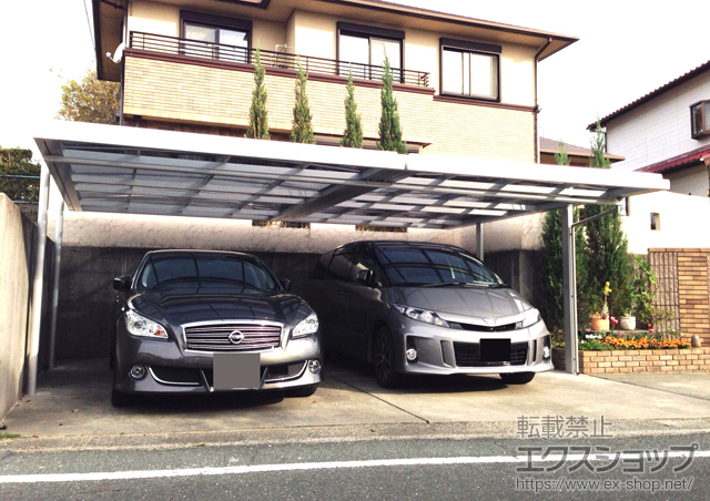 静岡県浜松市ののカーポート UスタイルII フラット屋根 吊り下げタイプ 両支持 施工例