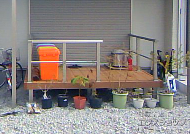 大阪府富田林市ののウッドデッキ リウッドデッキ200+シンプルモダンデッキフェンス8型 施工例