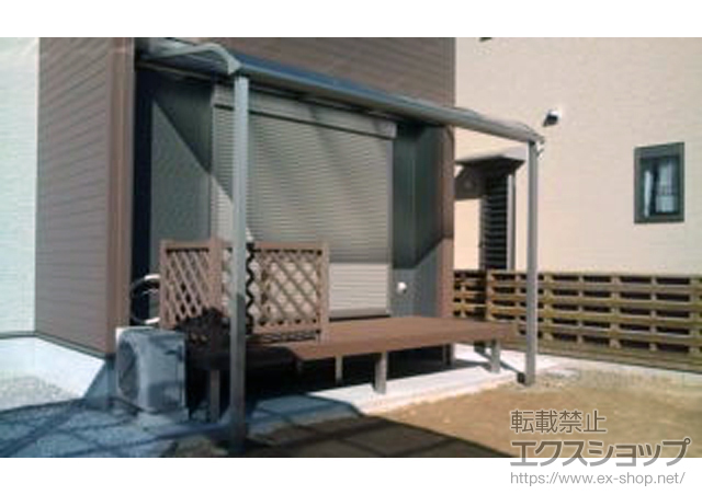 宮崎県日南市ののテラス屋根 プレシオステラス R型 テラスタイプ 単体  積雪〜20cm対応 施工例