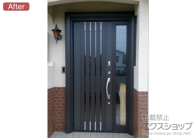 神奈川県横浜市のLIXIL リクシル（トステム）の玄関ドア リシェントK4仕様 22カザス 片袖L 700型 施工例