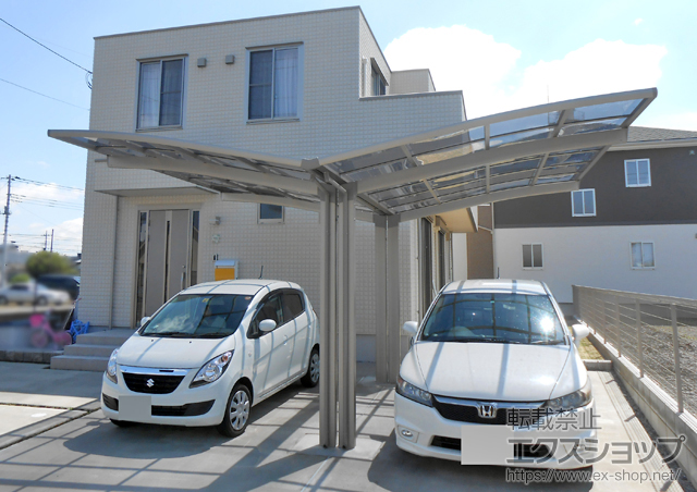 群馬県館林市のLIXIL リクシル（トステム）のカーポート カーブポートシグマIII Y合掌 積雪〜30cm対応 施工例