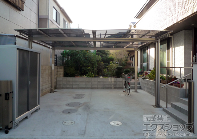 埼玉県戸田市のLIXIL リクシル（トステム）のカーポート エックスルーフ ワイド 積雪〜20cm対応 施工例