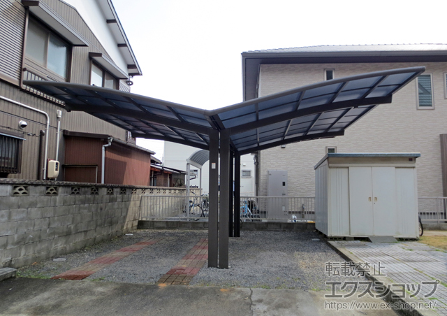 山口県下松市のLIXIL リクシル（トステム）のカーポート カーブポートシグマIII Y合掌 積雪〜30cm対応+カーブポートシグマIII用 着脱式サポート ロング柱23用 施工例