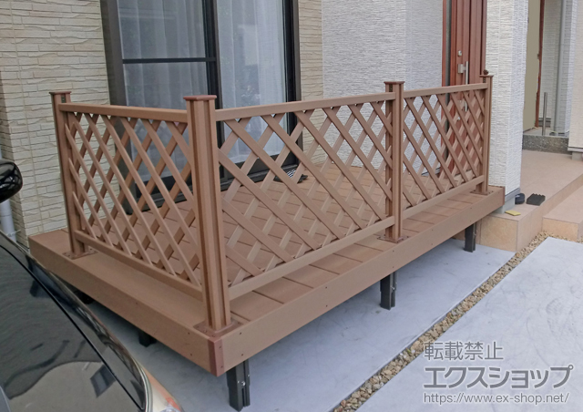 大阪府松原市のLIXIL リクシル（トステム）のウッドデッキ リコステージII +リコステージII ウッドパーティション 施工例