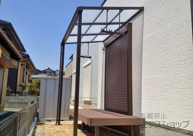 静岡県湖西市のLIXIL リクシル（トステム）のテラス屋根 ライザーテラスII F型 テラスタイプ 単体 積雪〜20cm対応 施工例