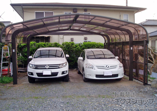 茨城県桜川市のLIXIL リクシル（トステム）のカーポート テールポートシグマIII M合掌 積雪〜30cm対応+サイドパネル 施工例