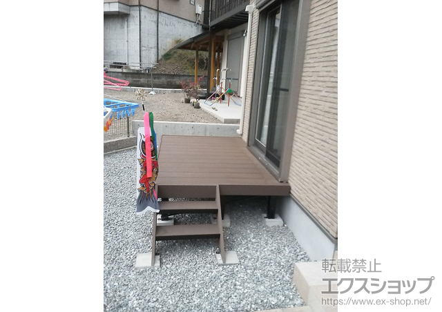 静岡県三島市ののウッドデッキ リウッドデッキ200＋リウッドステップ5型 Tタイプ 2段 施工例