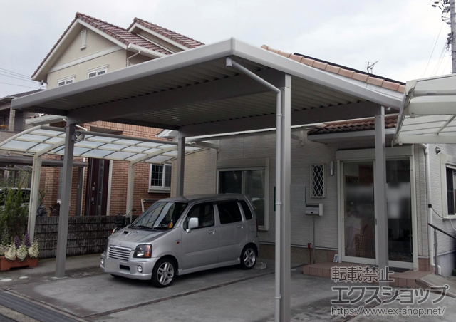 大阪府泉南市ののカーポート ジーポートneo 積雪100cmＡタイプ 2台用 4本柱 積雪〜100cm対応 施工例