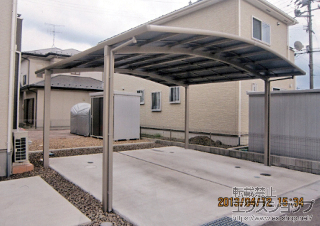 福島県福島市のLIXIL リクシル（トステム）のカーポート カーブポートシグマIII ワイド 積雪〜30cm対応 施工例