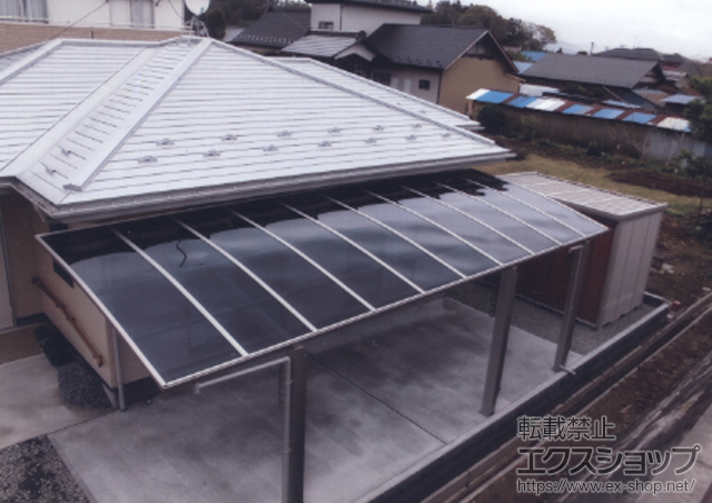 宮城県遠田郡涌谷町ののカーポート レイナポート 延長 積雪〜20cm対応+レイナポート用 着脱式サポート 標準・ハイルーフ兼用+収納式物干しセット 2本入 施工例