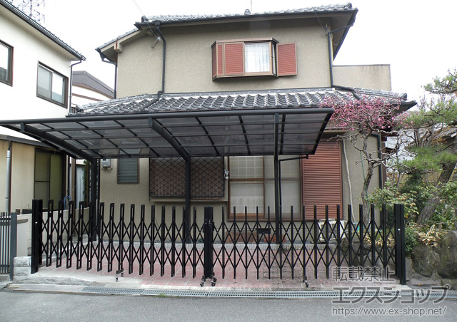 大阪府高槻市ののカーゲート アルシャインII M型 Aタイプ ノンレール 両開き 680W 施工例