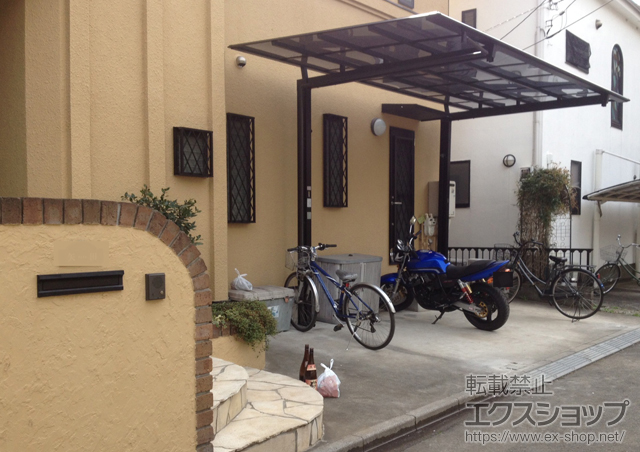 東京都三鷹市ののカーポート マイリッシュ 前下がり 積雪〜20cm対応＋着脱式サポート　ロング柱28様 施工例