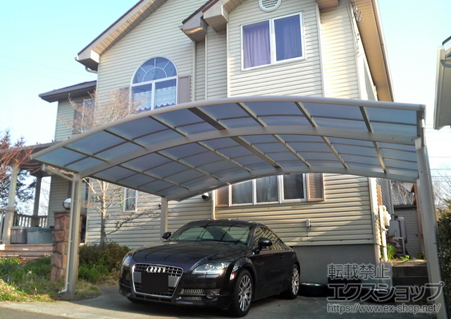 宮城県仙台市ののカーポート レイナツインポートグラン　積雪〜20cm対応+ 屋根ふき補強部品セット（2セット） 施工例