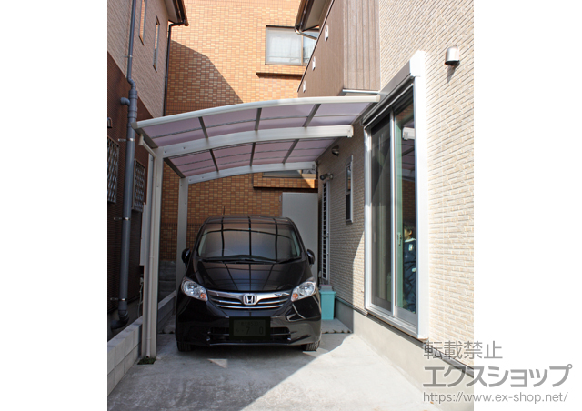 鹿児島県鹿児島市ののカーポート プレシオスポート 積雪〜20cm対応＋着脱式サポート柱　2本 施工例