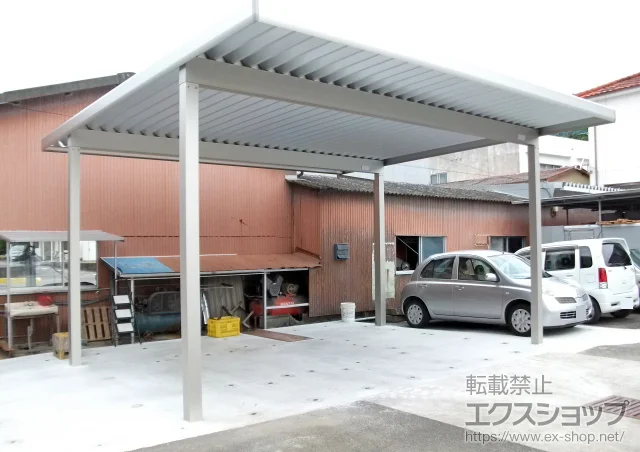 長崎県島原市のYKKAPのカーポート レオンポートneo 2台用 角柱仕様 積雪～50cm対応 施工例