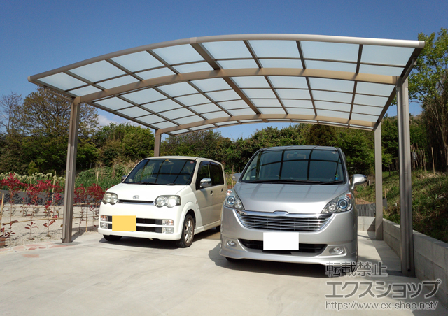 熊本県荒尾市のLIXIL リクシル（トステム）のカーポート カーブポートシグマIII ワイド 積雪〜20cm対応 施工例