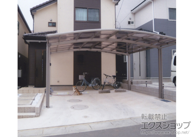 埼玉県上尾市のLIXIL リクシル（トステム）のカーポート カーブポートシグマIII ワイド 積雪〜30cm対応 施工例