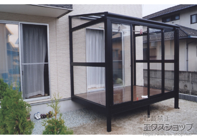 宮城県仙台市のLIXIL リクシル（トステム）のテラス囲い・サンルーム ほせるんですII F型 床納まり ランマ無 積雪〜20ｃｍ対応 施工例