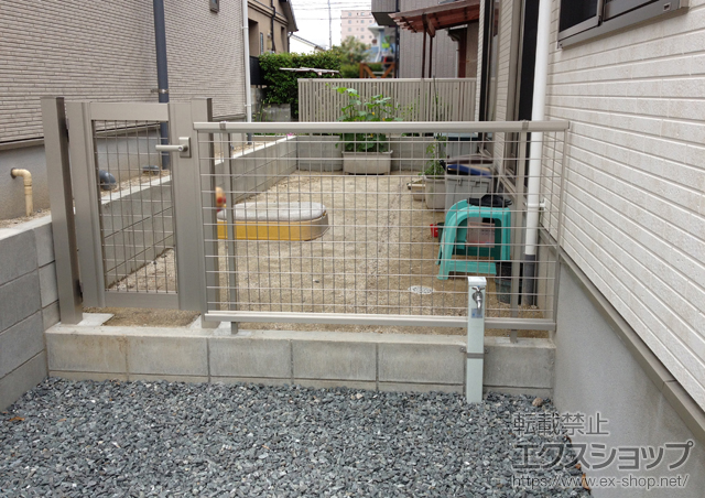 福岡県福岡市のの門扉 エクスライン門扉16型 片開き　門柱使用 施工例