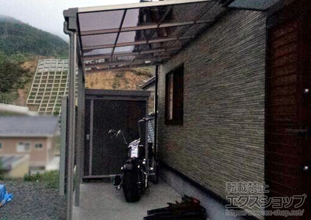 宮城県牡鹿郡女川町のLIXIL リクシル（トステム）のテラス屋根 ライザーテラスII F型 テラスタイプ 単体 積雪〜20cm対応+ライザーテラスII 前面スクリーン 1段仕様 施工例