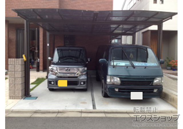 和歌山県和歌山市のLIXIL リクシル（トステム）のカーポート エックスルーフ ワイド 積雪〜30cm対応 施工例