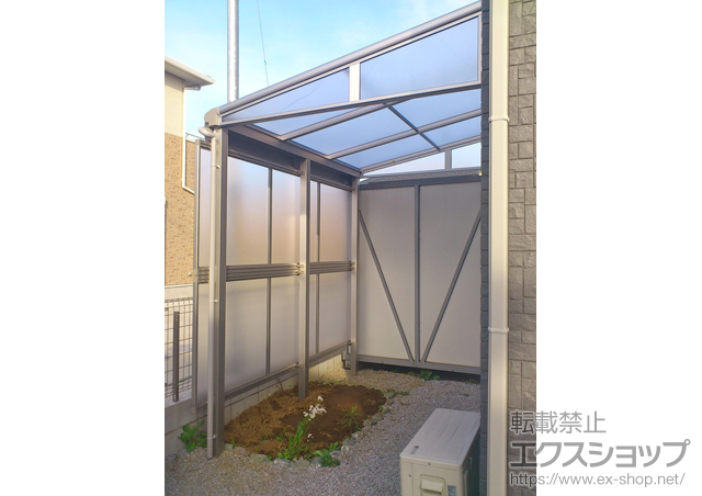 千葉県市川市ののテラス屋根 ヴェクターテラス F型 テラスタイプ 単体 積雪〜20cm対応+前面パネル（Ｈ1000）2段/妻パネル 施工例