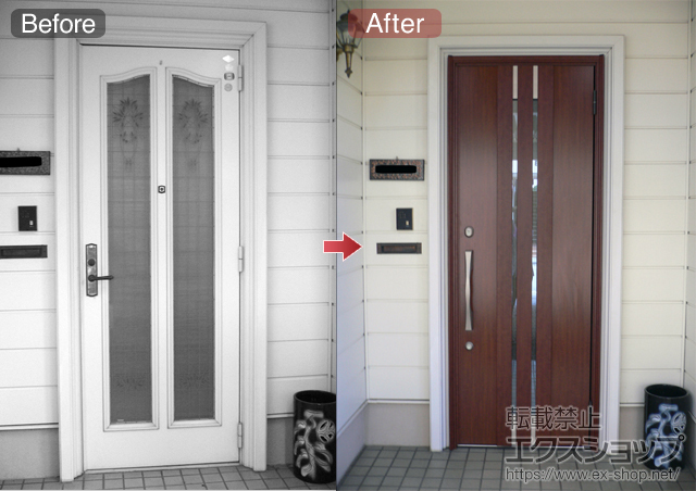 長野県塩尻市のLIXIL リクシル（トステム）の玄関ドア リシェント 断熱仕様 RB2型 片開き 施工例