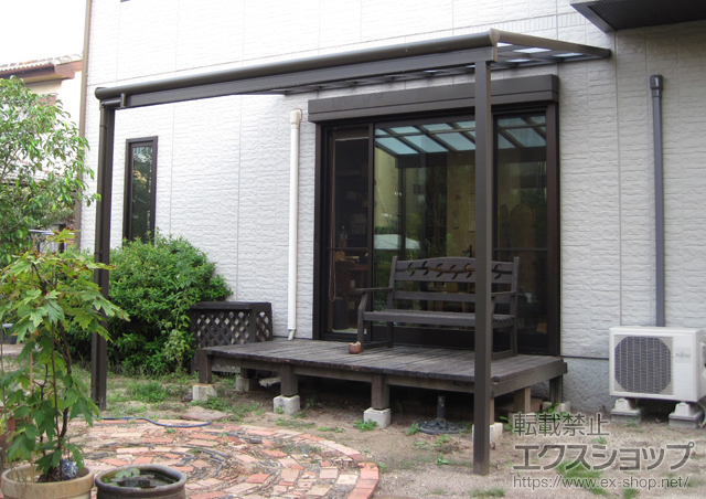 滋賀県湖南市のLIXIL リクシル（トステム）のテラス屋根 パワーアルファ F型 テラスタイプ 単体 積雪〜30cm対応 施工例