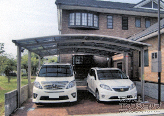 三重県鈴鹿市のLIXIL リクシル（トステム）のカーポート カーブポートシグマIII ワイド 延長 積雪〜30cm対応 施工例
