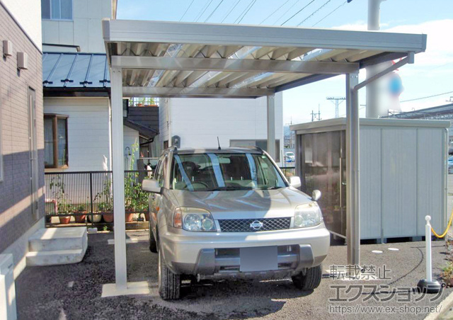 岩手県一関市のLIXIL リクシル（トステム）のカーポート テリオスポートIII 1500 4本柱 角柱仕様 積雪〜50cm対応 施工例