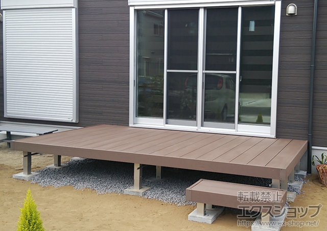 千葉県富里市ののウッドデッキ リウッドデッキ 200+独立式リウッドステップ2型 施工例