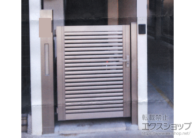 大阪府大阪市のの機能門柱・ポスト ファンクションユニット ウィルモダンスリム+プリレオＲ3型片開き門扉 施工例