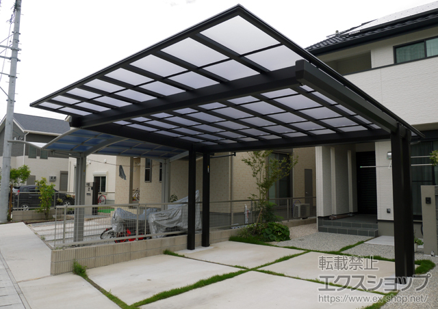 福岡県福津市ののカーポート エフルージュツインEX 後方支持タイプ 積雪〜20cm対応 施工例
