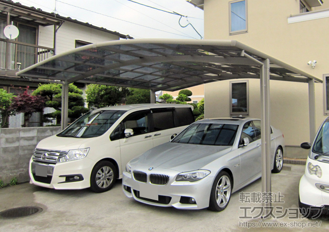 宮城県多賀城市のLIXIL リクシル（トステム）のカーポート カーブポートシグマIII ワイド 積雪〜30cm対応 施工例