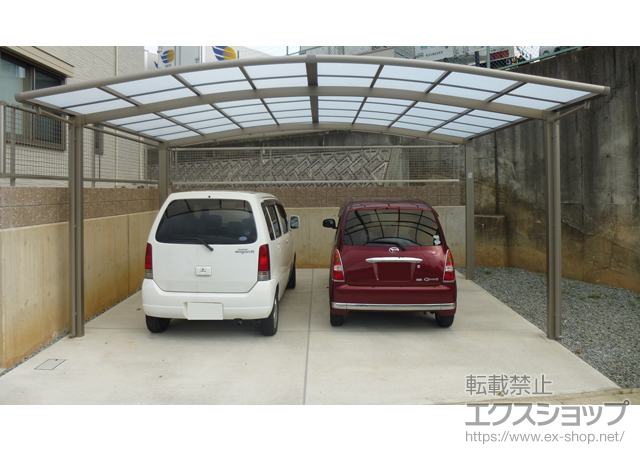 兵庫県たつの市のLIXIL リクシル（トステム）のカーポート カーブポートシグマIII ワイド 積雪〜30cm対応 施工例