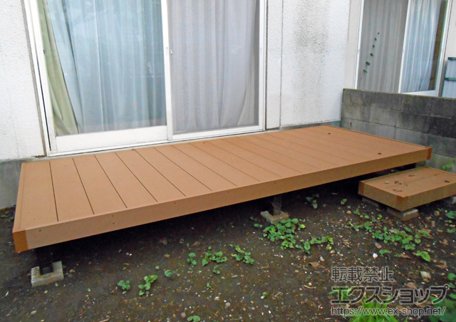 千葉県市川市ののウッドデッキ リウッドデッキ 200+独立式 リウッドステップ2型 施工例