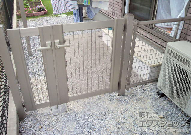 静岡県浜松市のの門扉 エクスライン門扉16型 両開き親子　門柱使用 施工例