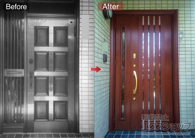 東京都昭島市のLIXIL リクシル（トステム）の玄関ドア リシェント 700型 施工例