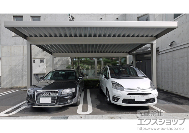 青森県十和田市ののカーポート ジーポートneo Ａタイプ 2台用 4本柱 積雪〜100cm対応 施工例