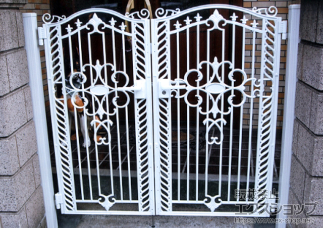 千葉県千葉市のの門扉 フェスタB型 両開き親子　柱使用 施工例