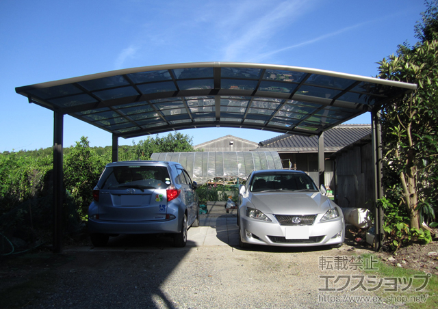 福岡県飯塚市のLIXIL リクシル（トステム）のカーポート カーブポートシグマIII ワイド 積雪〜20cm対応 施工例