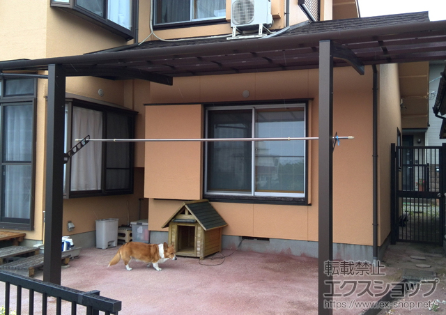 神奈川県横浜市ののカーポート レイナポートグラン　積雪〜20cm対応+屋根ふき材補強部品+水平式物干し 施工例