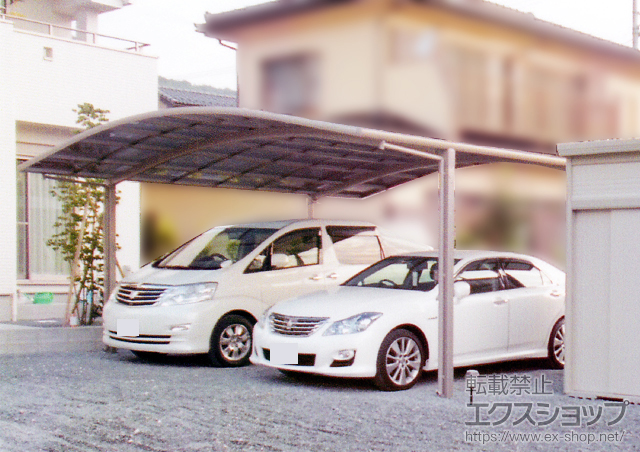 東京都八王子市のLIXIL リクシル（トステム）のカーポート カーブポートシグマIII ワイド 積雪〜20cm対応 施工例