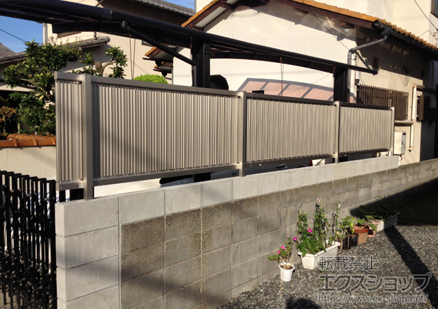 岡山県岡山市ののフェンス・柵 エクスラインフェンス8型 自由柱施工 施工例