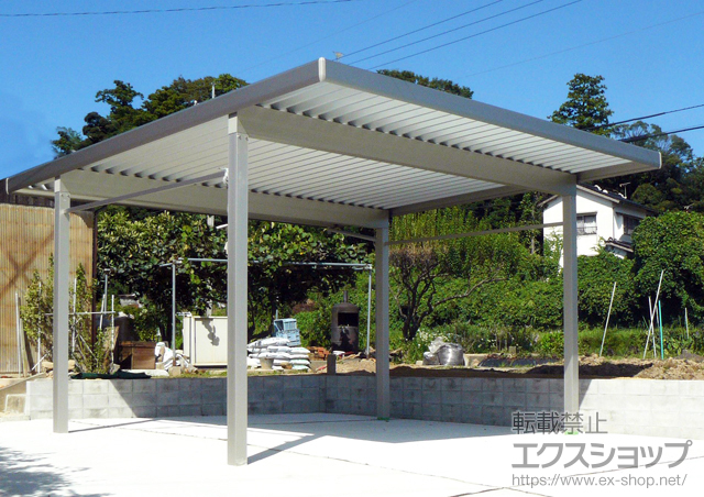 島根県松江市ののカーポート ジーポートneo Ａタイプ 2台用 標準鼻隠し 4本柱 積雪〜100cm対応 施工例