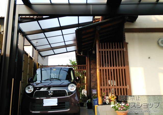 京都府京都市ののカーポート ＵスタイルＩＩ 両支持タイプ フラット屋根 積雪~20ｃｍ対応 施工例