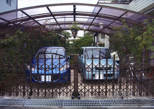 大阪府松原市ののカーゲート アルシャインII PG型R(ペットガード) Aタイプ ノンレール 両開き 施工例